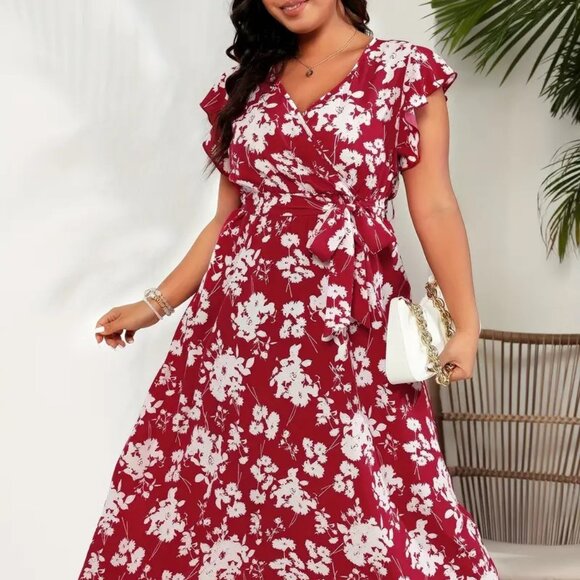 Women' Plus Size Elegant Beach  Long Floral Print Summer Maxi Sundress 12W - 18W - Picture 1 of 9